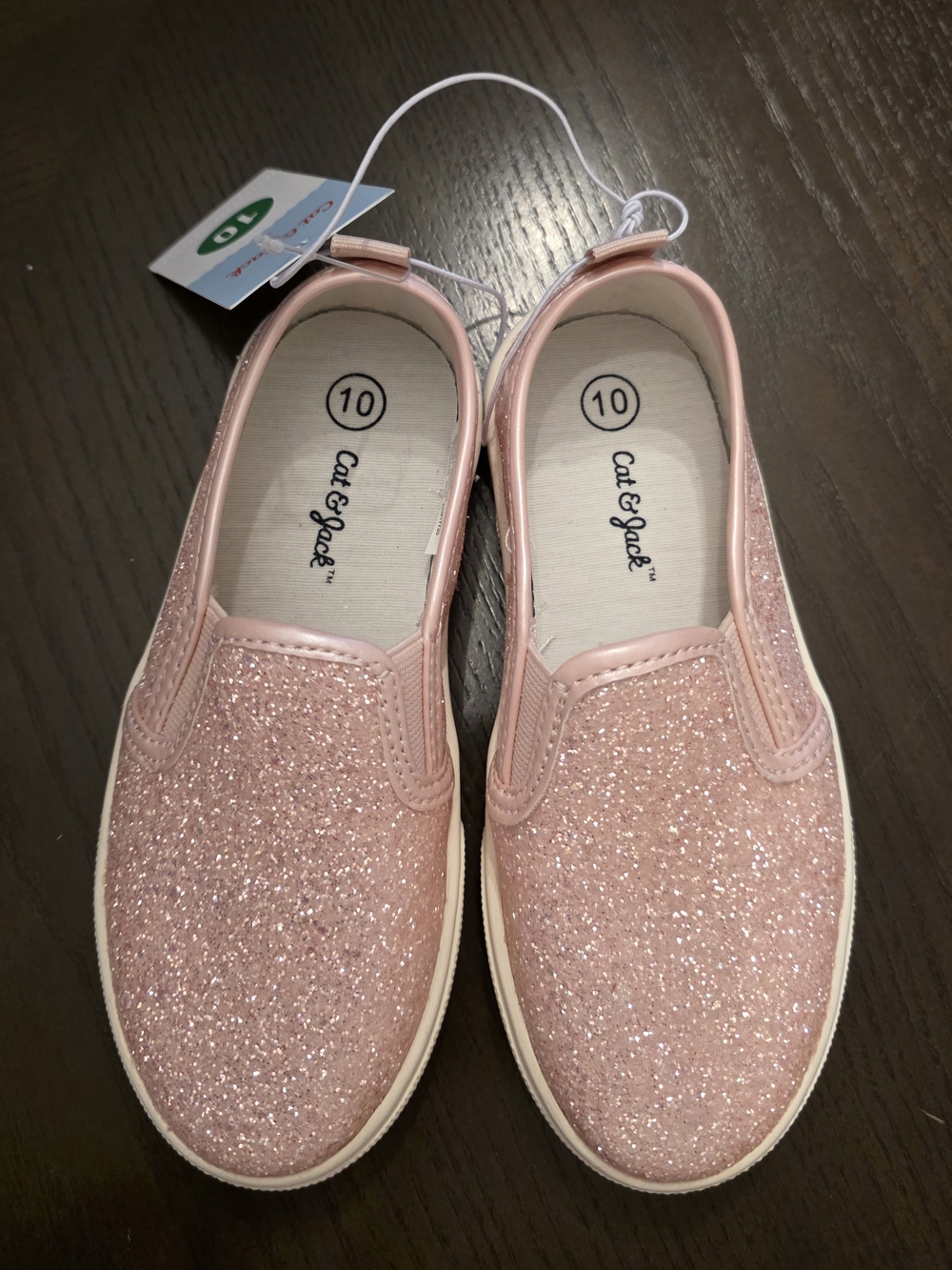 Cat & Jack Rose Pink Glitter Slip-On Sneakers Kids